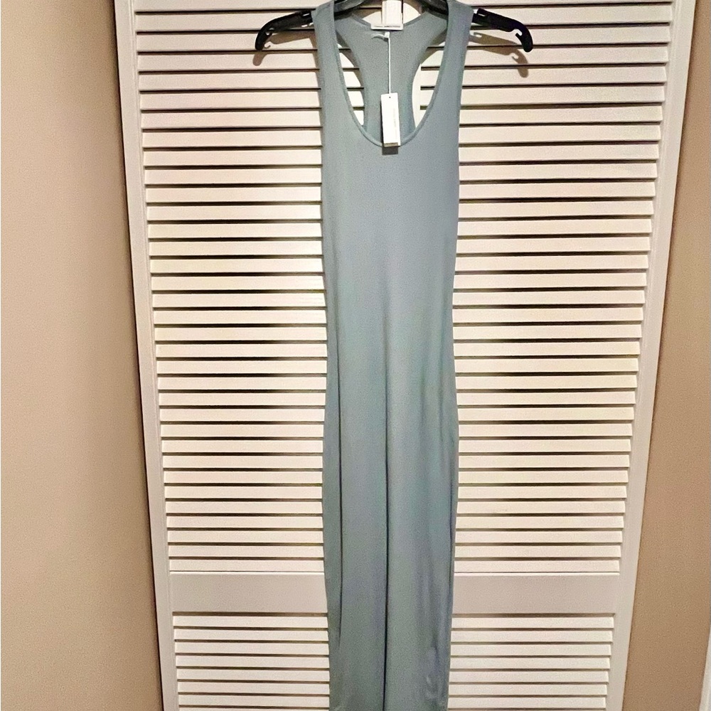 James Perse Blue Sheath Maxi Dress Halter Neckline